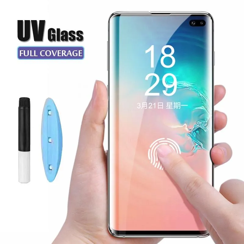 Glue Glass For S20 Ultra S10 5G Plus S9 S8 Screen Protector Galaxy Protective Cell Phone Protectors