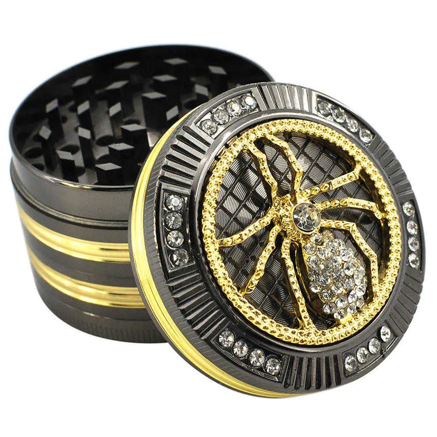 52mm Diamond Herb Grinder Dierpatroon Tabak Muller Crusher 4 Lagen Metalen Grinders Roken Accessoires ZZA3321