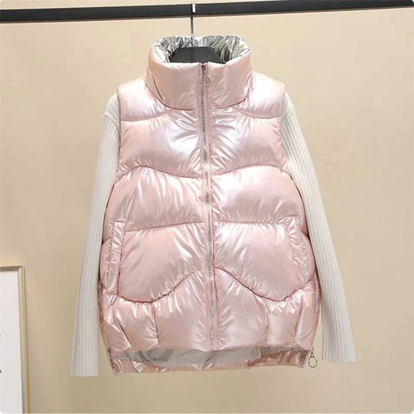 Giacche rosa per donna Gilet imbottito caldo invernale Gilet imbottito Gilet parka senza maniche Cappotto in piumino d'anatra bianco Autunno 211120