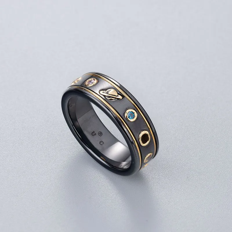 Zwart Wit Keramische Cluster Band Ringen bague anillos voor mannen en vrouwen verloving bruidspaar sieraden minnaar cadeau