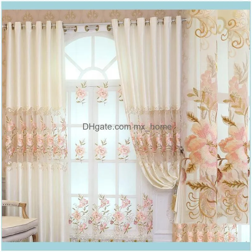 Занавес DECO EL START HOME GARDENCURTAIN DRAPES Ткань Фабрика прямой Европейское молоко Белая полая высокая точность Вышитые занавески Li