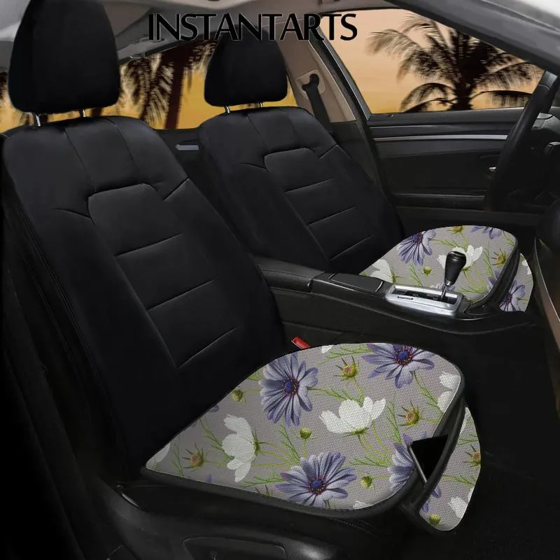 Capas do assento do carro Instantarts Cosmos e Daisy Floral Patterns 2pcs/Capinho de conjunto Protetor de fáceis de almofada automática limpa