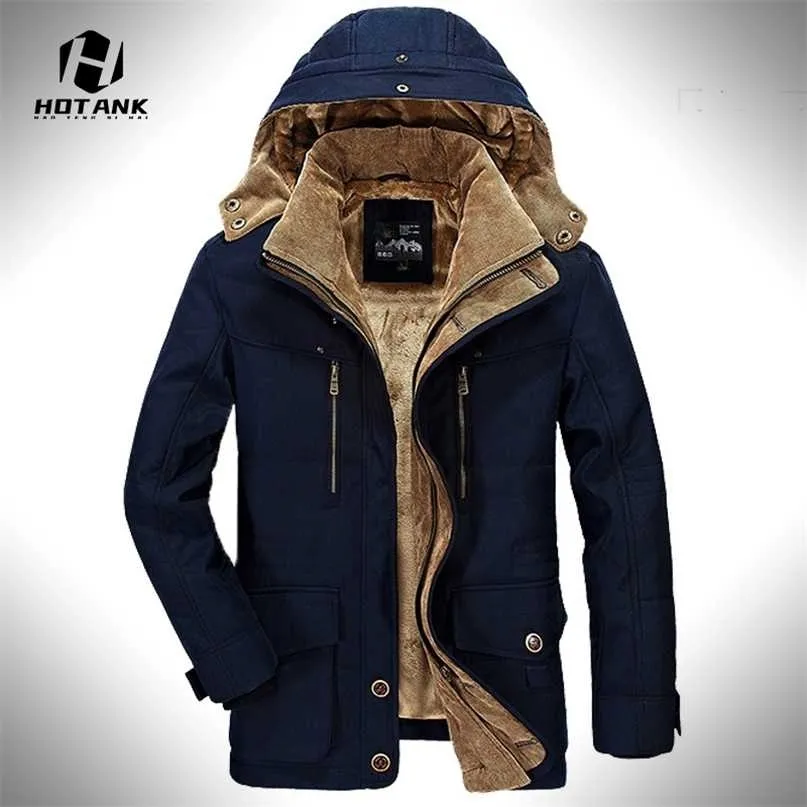 Solide Couleur Hommes Parkas Vestes À Capuche Épais Polaire Manteau Militaire Col De Fourrure Chaud Coupe-Vent Casual En Plein Air Parka Pardessus Hommes 211217