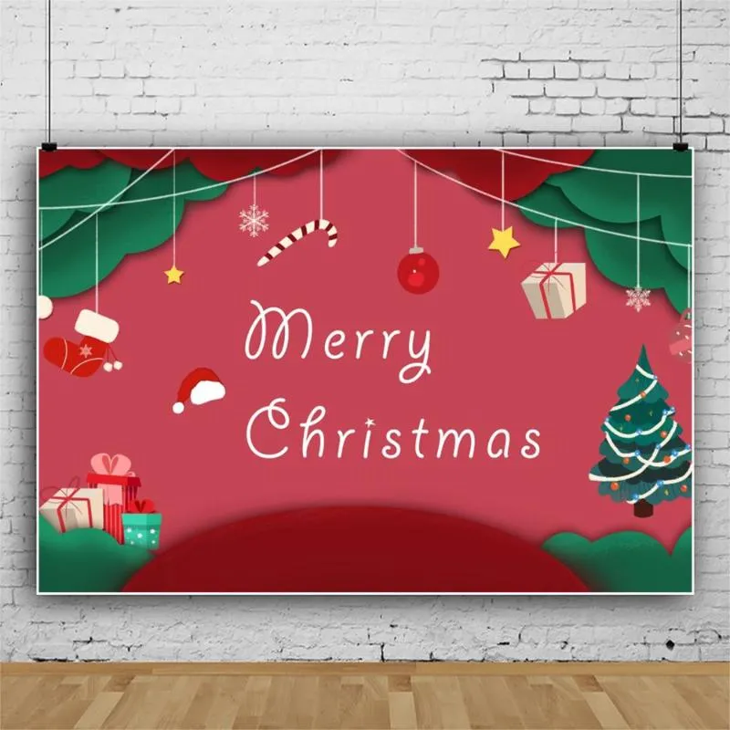 Decoração de festa Feliz Natal decoração de fundo verde e vermelho nascimentos de pografia de Natal Pooth Family Po Booth