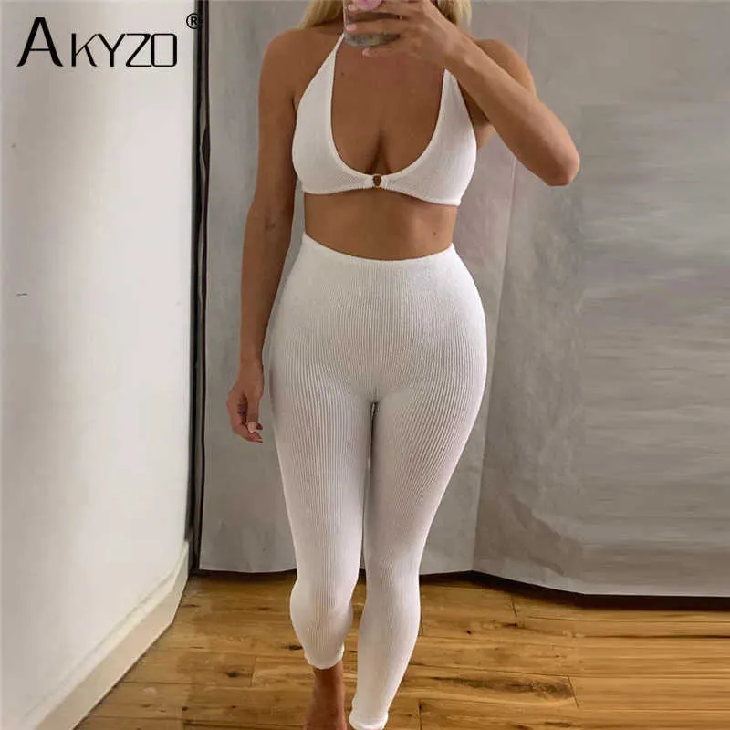 2020 Ribbed Material Christmas Pants Sets Women Sexy V Neck Tank Tops Sweatpants birthday Club outfits Tracksuit Two Piece Set Y0625