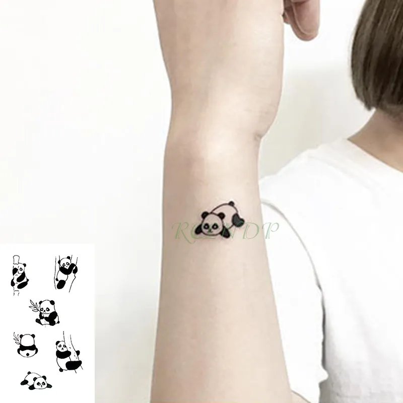 Adesivo de tatuagem temporária à prova d'água adorável bambu panda animais tatto flash tatoo tatuagens falsas para crianças homens mulheres