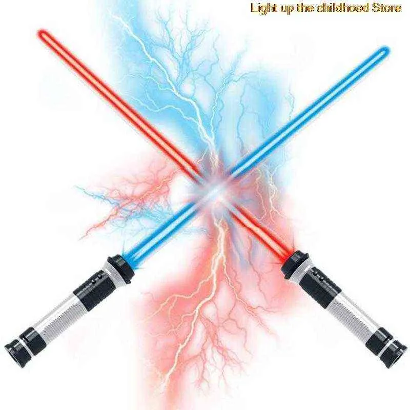 2 pièces nouveaux jouets sabre Laser télescopique brillant épée Cosplay éclairage musique étoile Laser jouets épées enfants jouets garçons Y1123