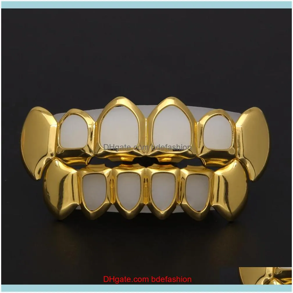 Custom Fit Gold Grillz Hip Hop Open Face Top & Bottom Mouth Grills With