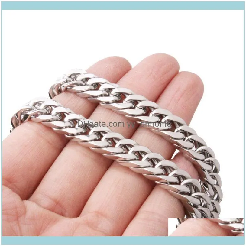 Chains Fashion Mens Chain 6/8/10 Mm Heavy Never Fade 316L Stainless Steel Double Curb Link Boys Necklace Wholesale Gift