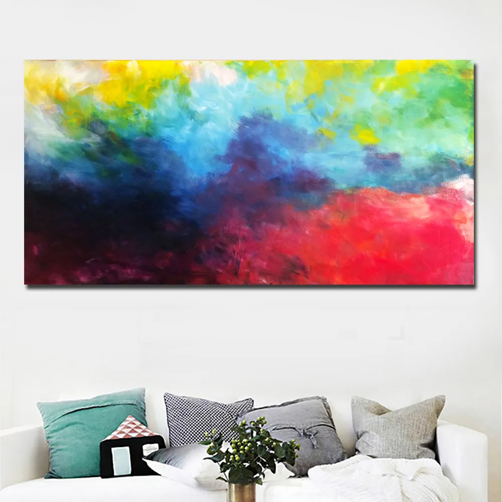 Abstract Colorful Oil Painting Print On Canvas For Living Room Wall ...