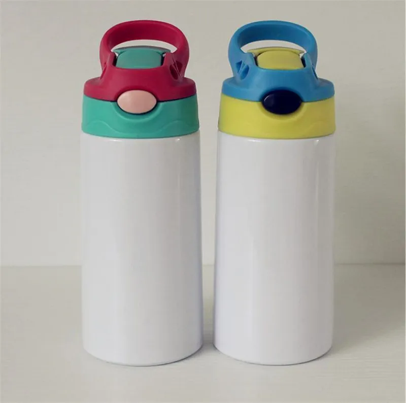12oz Sublimation Straight Sippy Cup Flip Top Kids Bottle Stainless Steel  Double Wall Water Tumbler With