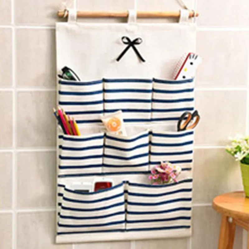 Storage Bags Creative Wall Hanging Bag Multi Pockets Debris For Bedroom Bathroom Cotton Linen Fabric Organizers