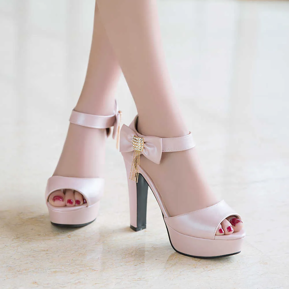 Новая женская обувь Летний стиль Сандалии женщин Большой размер 46 47 48 Вечеринка свадьба высокий каблук 3215 Y0721