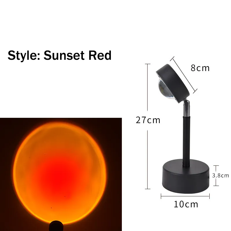 Sunset Projector Lamps 180 Degree Rotation Rainbow Sun Mode Night Light USB Romantic Projection Lamp for Party Theme Bedroom Decor JH08