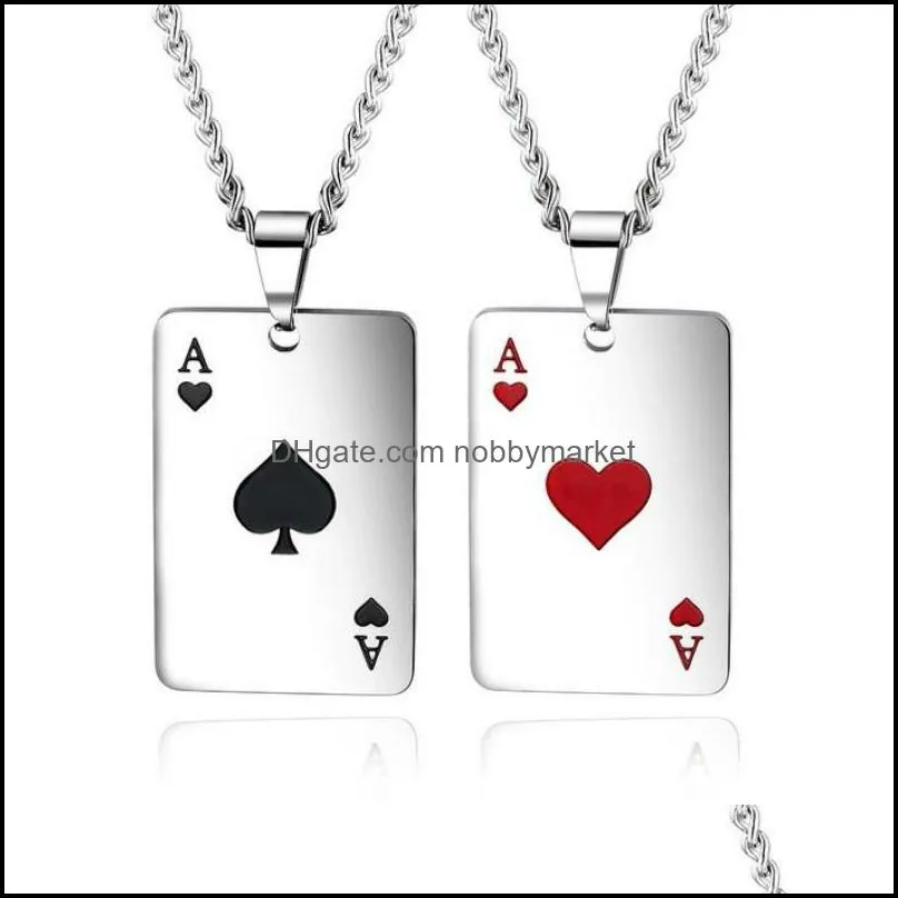 Anhänger Halsketten Anhänger Schmuck Mode Männer Und Frauen Stahl Halskette Kreative Poker Herzförmige Party Geschenke Aessories Großhandel Drop D