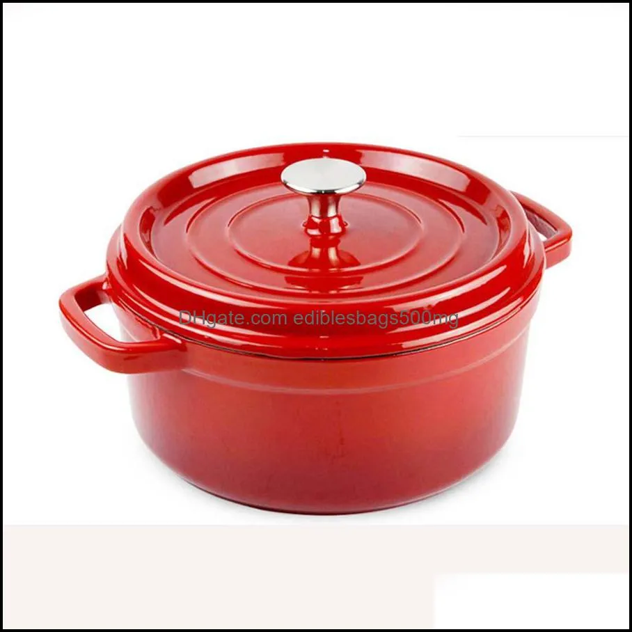 Öfen Küche Esszimmer Bar Hausgarten Gusseisen Kochgeschirr Kohlenstoffstahl Emaille Dutch Oven Pot Set Drop Delivery Mfuty