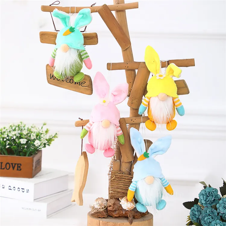 Poupée de lapin Gnome de pâques, fournitures de fête, oreilles de lapin en peluche, ornements, poupées naines, cadeau pour enfant, décoration de la maison, ZC737