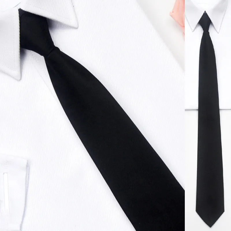 넥타이에 검은 간단한 클립 보안 넥타이 Doorman Steward Matte Black Funeral Tie 남성 여성들