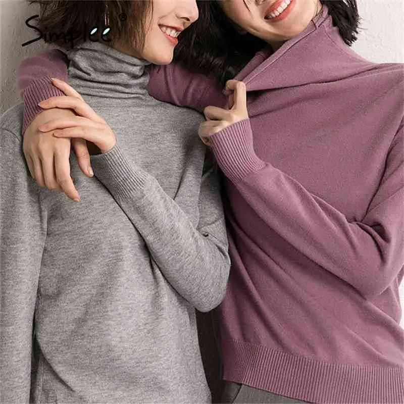 Leisure High Collar Basic Sweater Slim Cosy Long Sleeve Pullover Home ...