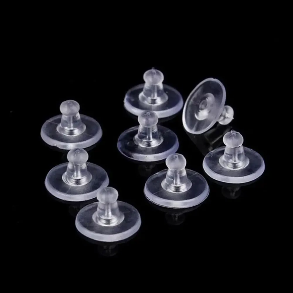 Earring Backings, Silicone Earring Backs with Pad, Rubber Earring Back Replacement, Soft Jewelry Findings (100)