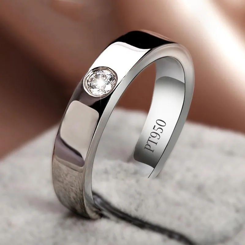 حلقات المجموعة ثلاثية الأبعاد تصميم الفضة مرعوبة جولة Crystal Men Ring فتحة قابلة للتعديل بسيطة الزوجين هدية العطلة