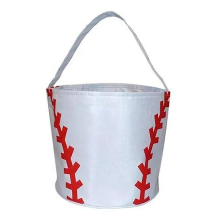 Party Supplies Basketball Easter Basket Sport Canvas Totes Football Baseball Soccer Softball Buckets Storage Bag Kids Candy Handbag SN4324