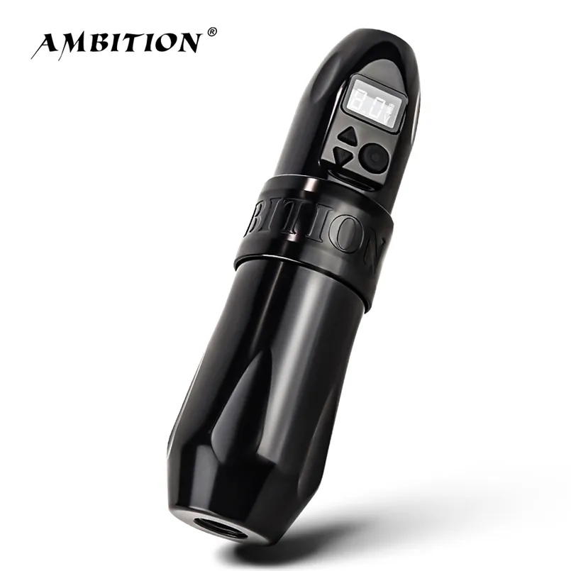 Ambition Boxster Professionell Trådlös Tattoo Machine Pen Stark Corless Motor 1650 MAH Lithium Batteri för Artist 211126