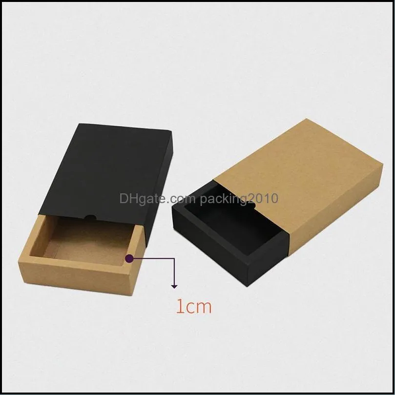 Small Kraft Gift Packaging Paper Box Darwer Boxes Cardboard Soap Candy Packing Wrap