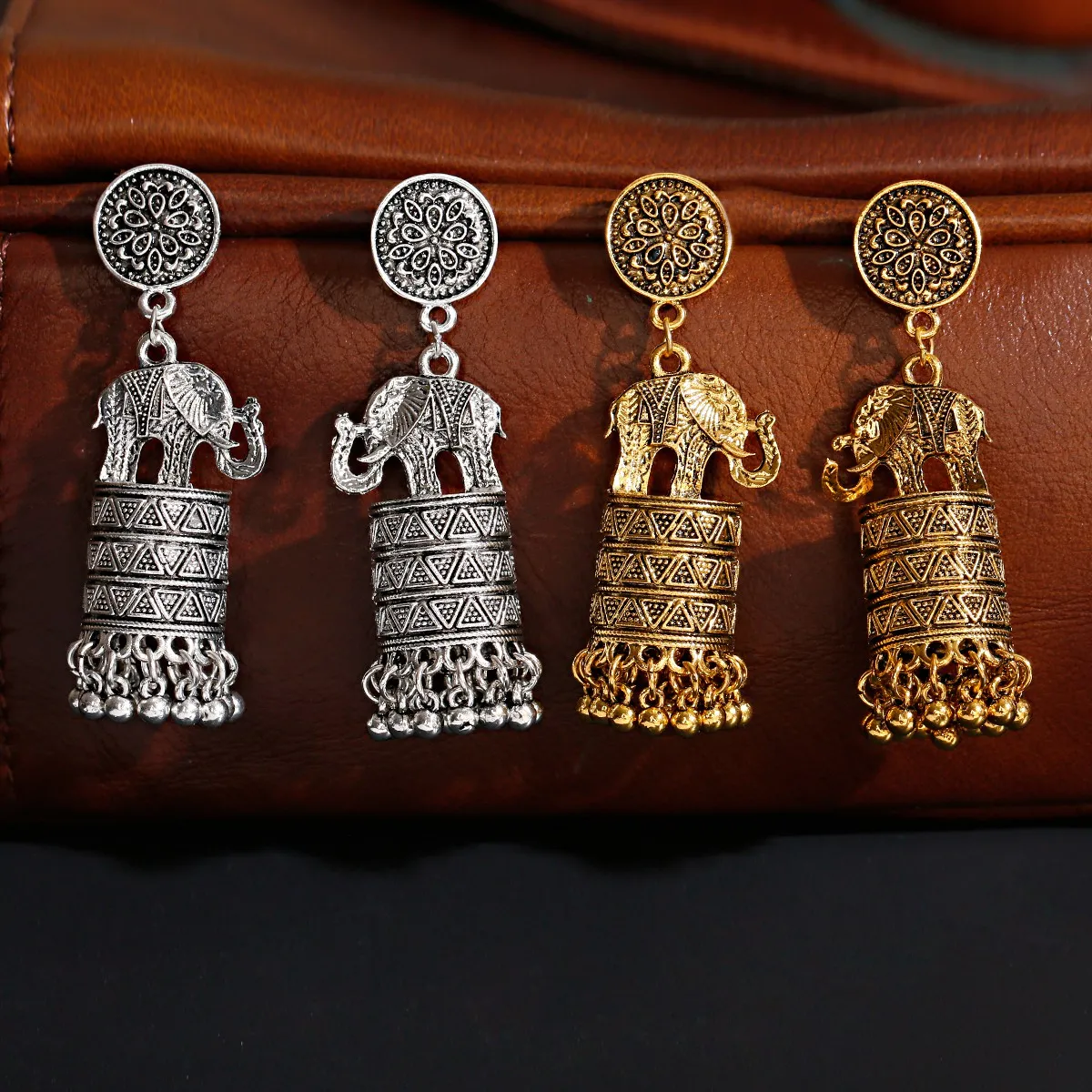 Orecchini retrò per donna Elefanti femminili in argento dorato Orecchini pendenti pendenti con nappa 2021 Accessori di gioielli indiani