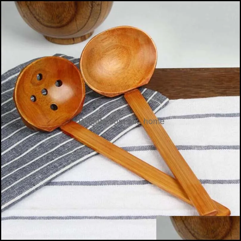 Spoons Flatware Kitchen, Dining Bar Home & Garden Tableware Soup Japanese Ramen Wooden Long Handle Colander Pot Spoon Practical And Durable