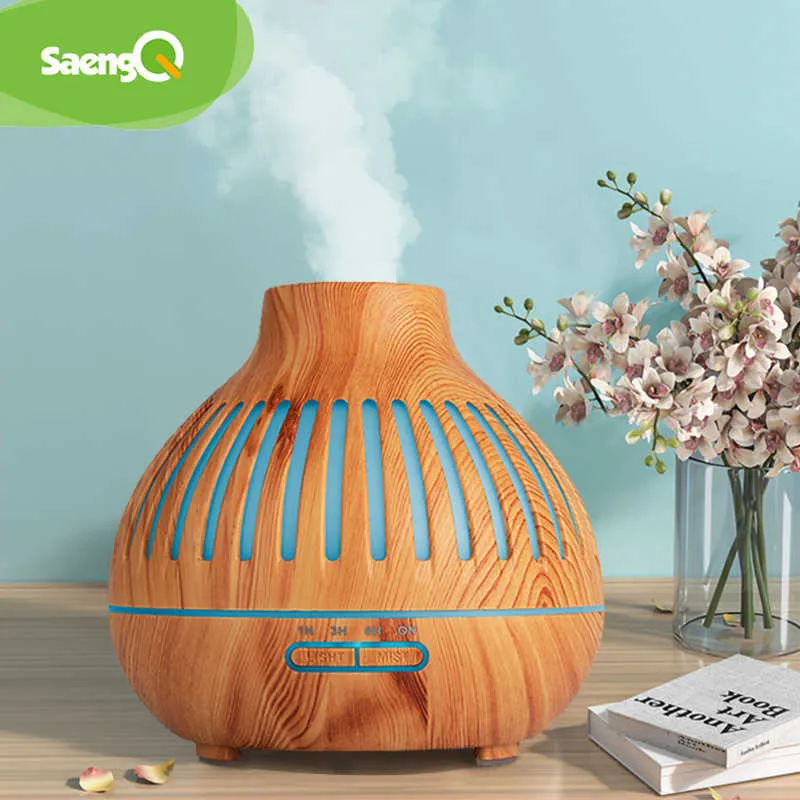 saengQ Aroma Diffuser Electric Air Humidifier Ultrasonic 400ML Essential Oil Remote Control LED Cool Mist Maker Fogger 210724