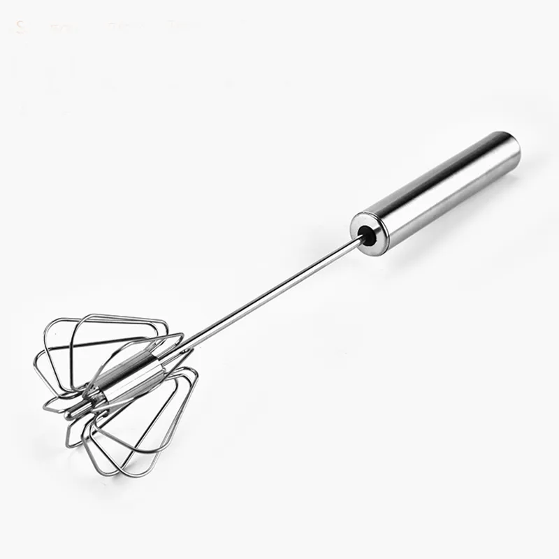 Rotating Egg Whisk Milk Frothier Egg Yolk White Mixer Blender Stainless Steel Tool For Health Drinks Smoothies Egg Whites 