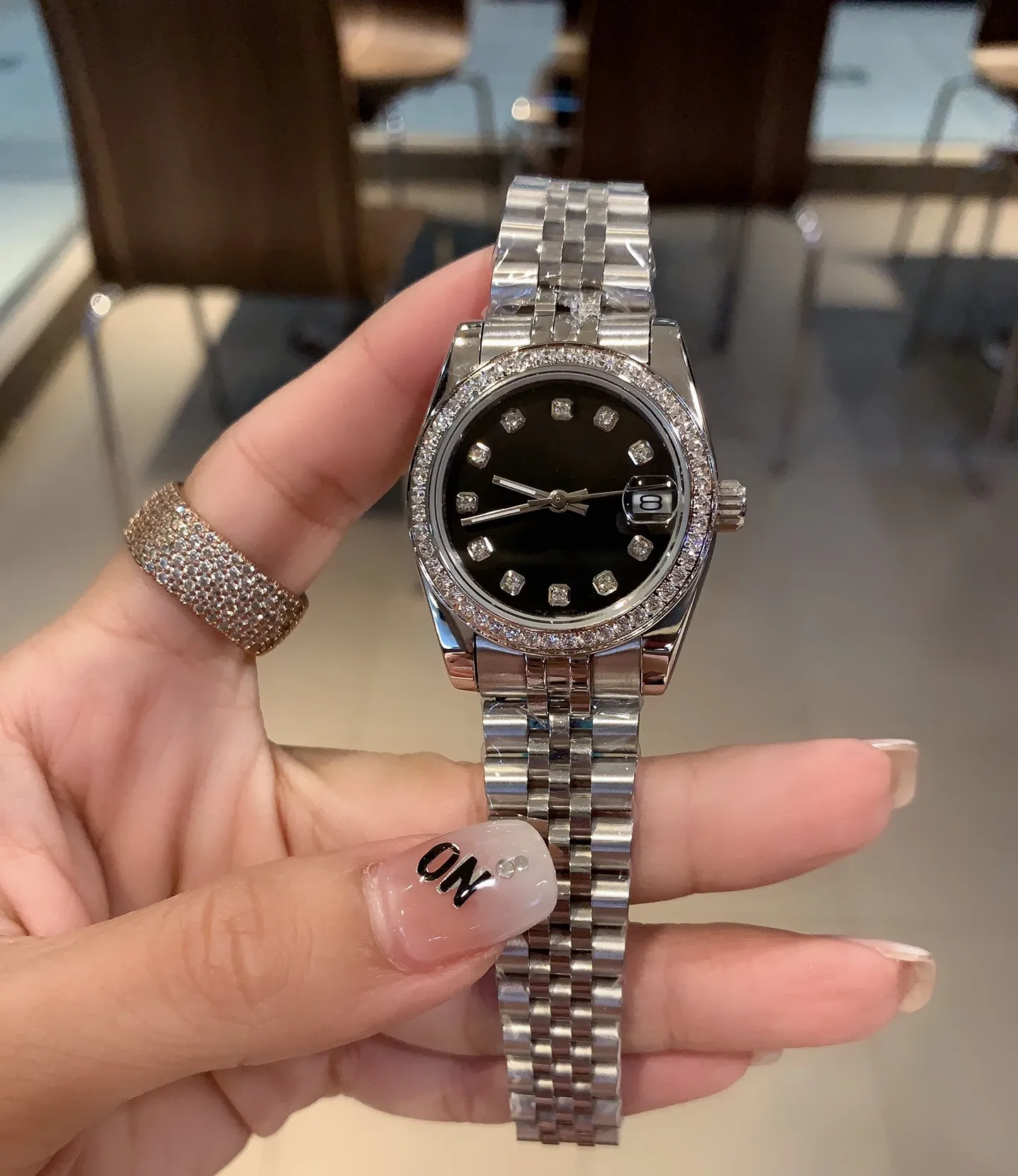 Moda Damska Zegarek Automatyczny Mechaniczny 2813 Ruch Złoty Jubileusz Zegarek Ze Stali Nierdzewnej 28mm Kobiety Diament Datejust Dress Sukienka Kobiet Zegarki