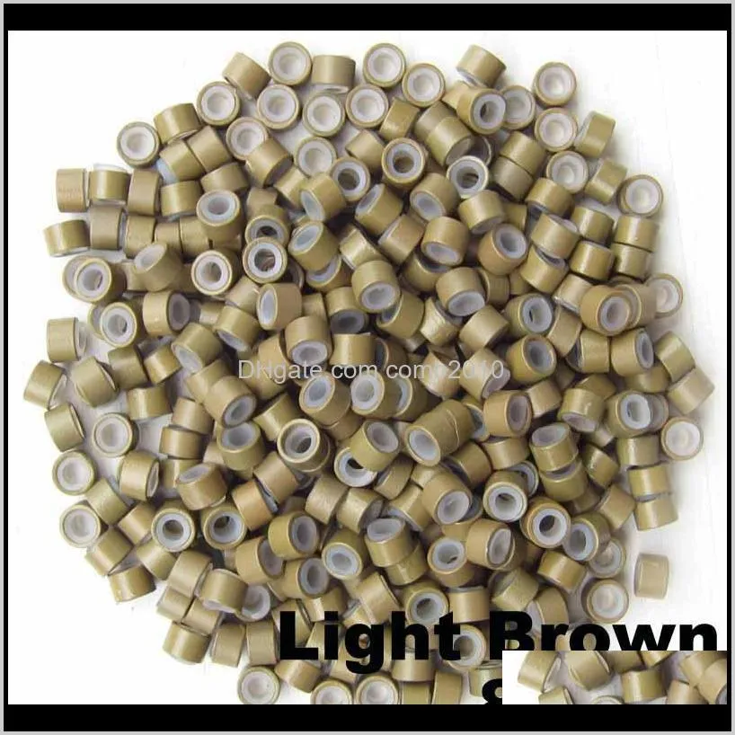 1000pcs 5mm micro ring beads silicone bead link microring for feather human hair extension tools