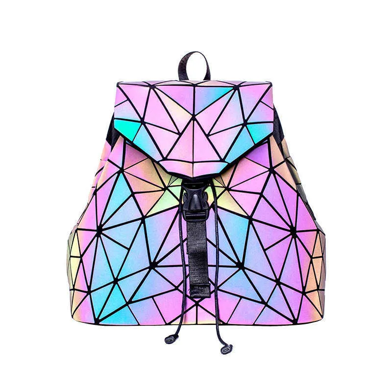 Mochila feminina pu imafi colorido lingge mochila geométrica japonês e coreano tendência harajuku estilo estudante moda schoolbag