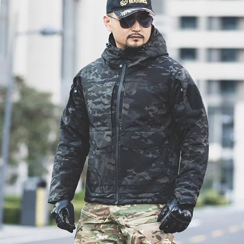 Heren Jassen Winter Katoen Gewatteerde Militaire Camouflage Fleece Hooded Jacket Army Tactical Kleding Multicam Male Windbreakers