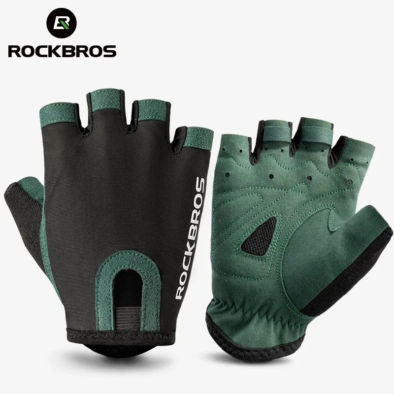 Rockbros radfahrenhandschuhe atmungsaktiv schweiß-wicking net fahrrad halb handschuh männer frauen sport fahrradhandschuhe