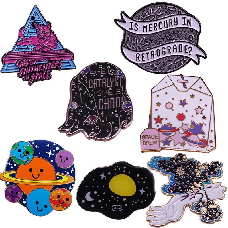 Pins, Brooches Space Planet Badge Galaxy Moon Stars Enamel Pin Science Cosmos Accessory