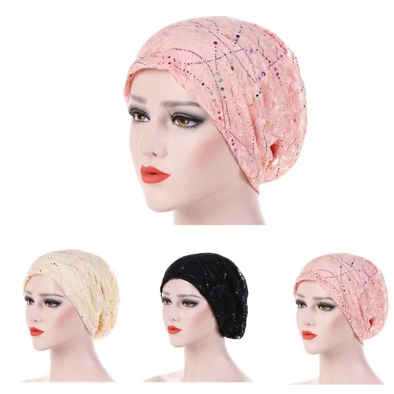 Sottile pizzo estivo turbante cappelli musulmani cotone solido hijab cappellini elegante signora turbante cofano arabo avvolgente testa hijab femme musulman