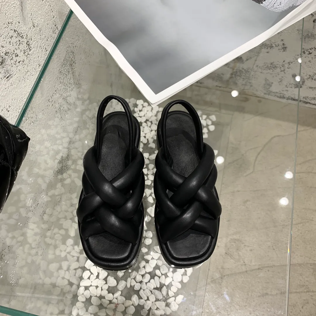 Brand Luxury 2021 early spring sandal heighten 6 cm leather black and white two colors  shoes size 35-41321N