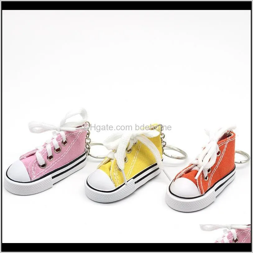 new trendy wholesale 3d sneaker keychain colorful simulation canvas shoes key ring dolls accessories57 q2
