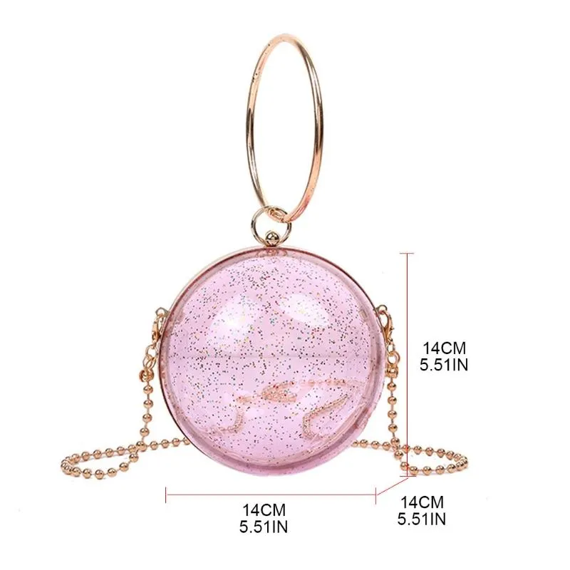 Sacs de soirée boule ronde sac à main clair boîte acrylique pochette Transparent stade approuvé bandoulière sac à main à bandoulière pour femmes K5DA