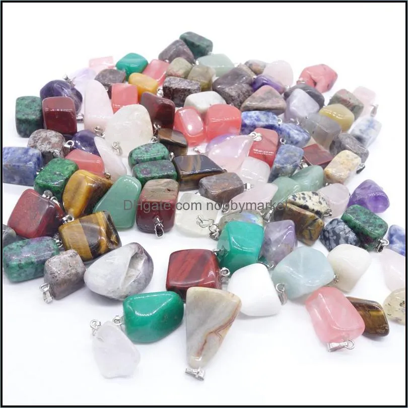 Loose Gemstones Biżuteria Naturalne Kamień Wisiorki Irregar Jade Wisiorek Naszyjnik Agate Quartz Opal Brak Chain Drop Dostawa 2021 Peciy