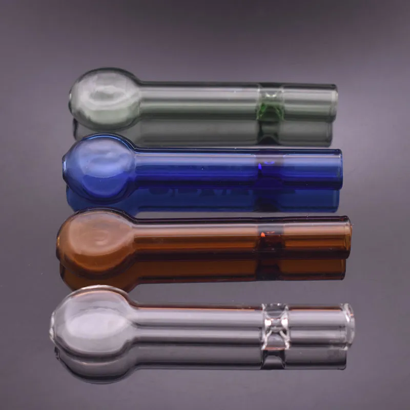 Wholesale Colorful MINI 8CM Glass cigarette filter pipe Pyrex One Hitter tobacco smoking dry herb pipes