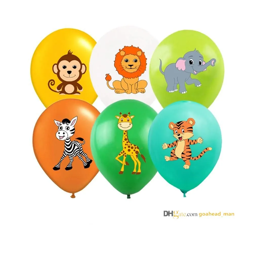 Mix 12 Zoll Dschungel Tier Ballon Cartoon Latex Ballons Affe Tiger Löwe Elefant für Kinder Spielzeug Geburtstag Hochzeit Party Dekoration