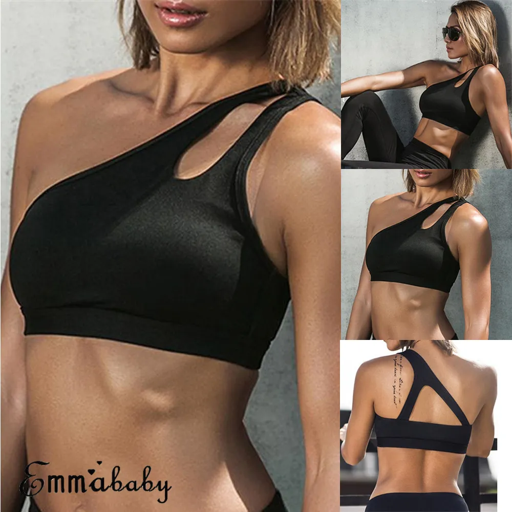 Kvinnor Yoga Fitness Stretch Workout Seamless Hollow Out Polded Sport Shapers Crop Top Bra