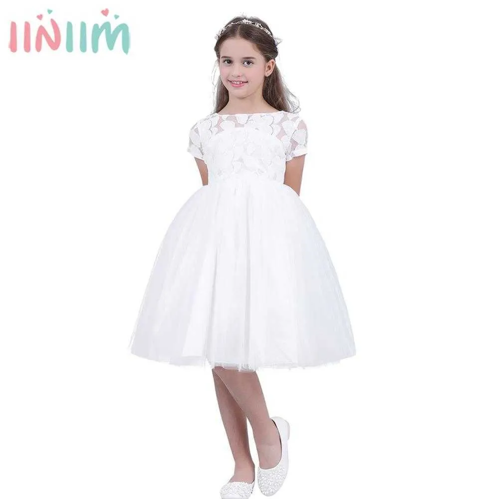 Imineim Kids Dresses for Girls White Vestido de Festa Prom Klänning Toddler Prinsessan Barnens ihåliga hjärta Klänning för kvällsfest Q0716