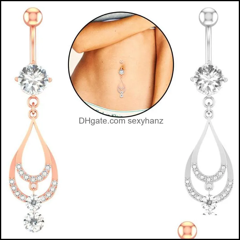 Other 1pc Sexy Dangling Navel Belly Button Rings Piercing Brincos Crystal Drop Opal Body Jewelry