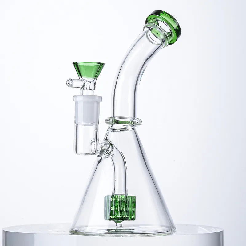 Tubi per acqua narghilè femmina da 14 mm Dab Rig Impianti petroliferi con ciotola Bong in vetro Soffione doccia congiunto da 14 mm Perc Rosa Viola Blu Verde Opzione LXMD21402