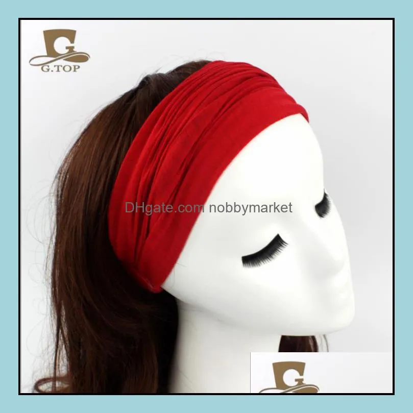 18 colors Ladies 100% cotton Sports Yoga Hairband Headband Headwrap Neck Head Scarf Cap 2 in 1 Bandana